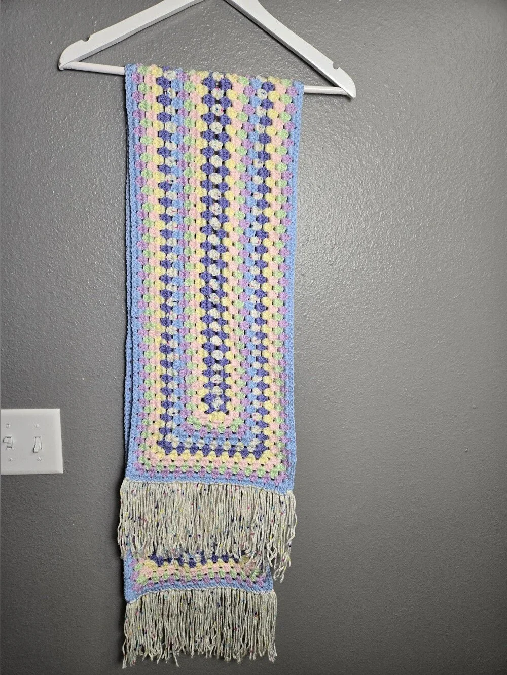 Handmade Crochet Scarf Pastel Birthday Cake Colors